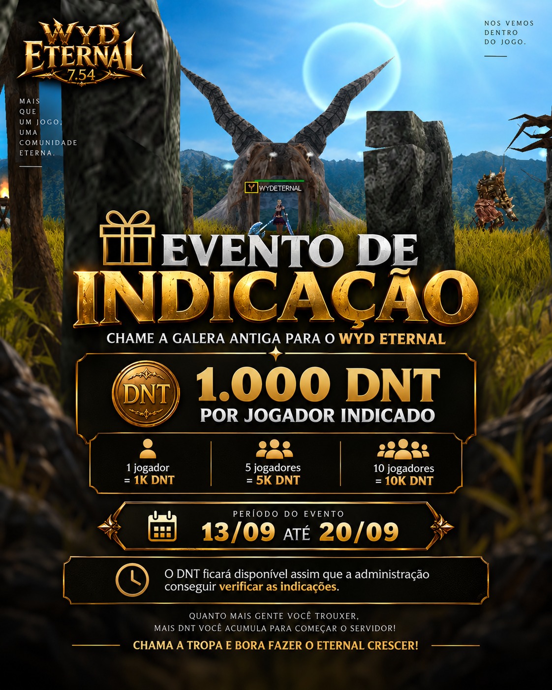 Evento de indica&ccedil;&atilde;o WYD Eternal - 1.000 DNT por jogador indicado